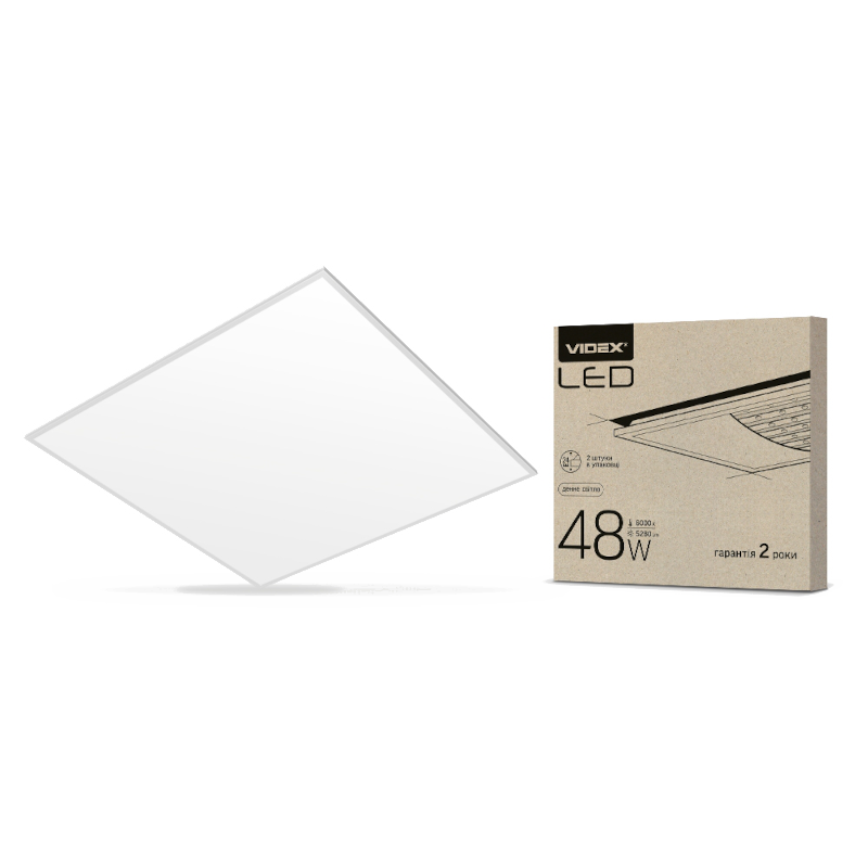 Панель світлодіодна VIDEX 595x595мм, 48Вт, 6000К, 5280lm (VL-Pb486W)